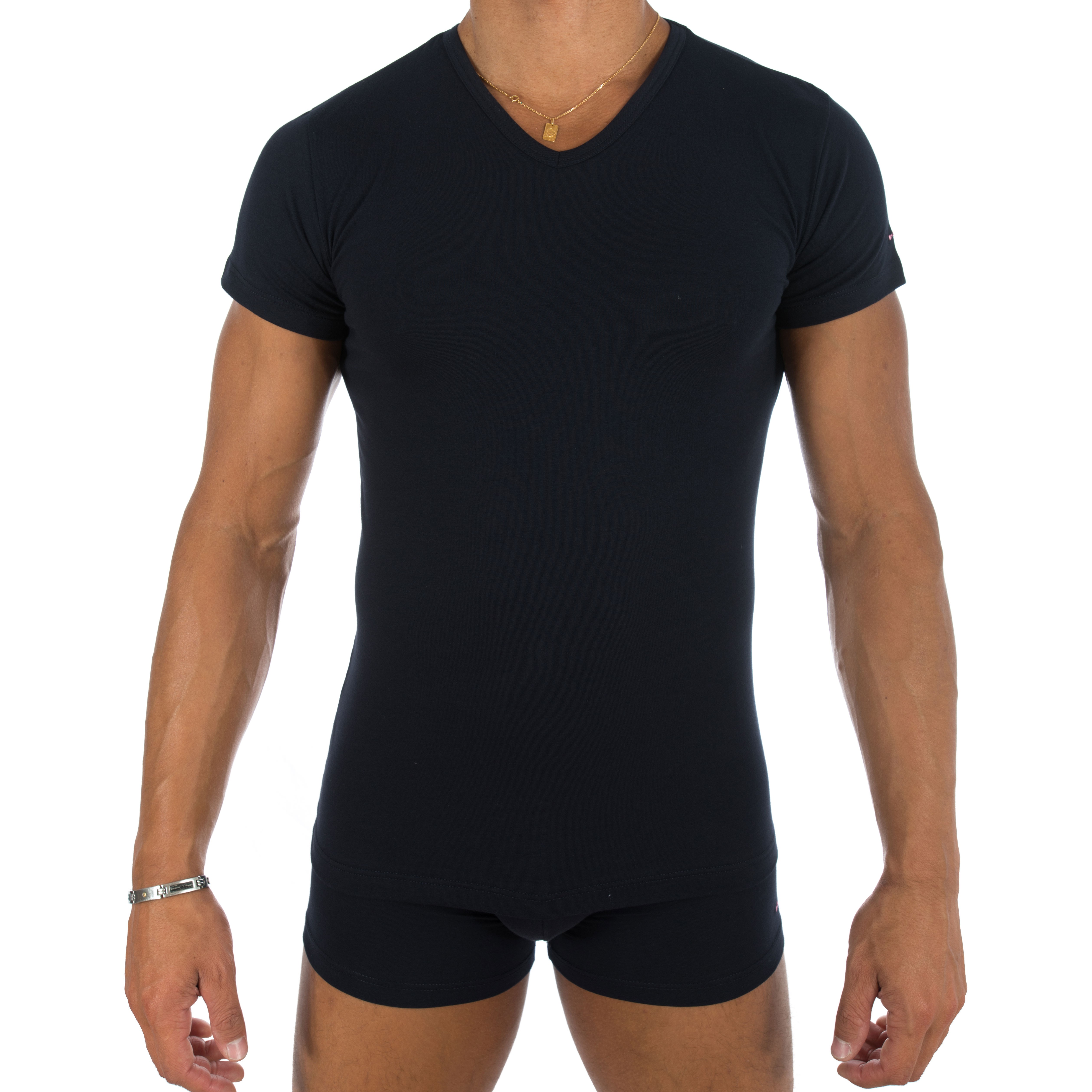 T-shirt uni V neck black