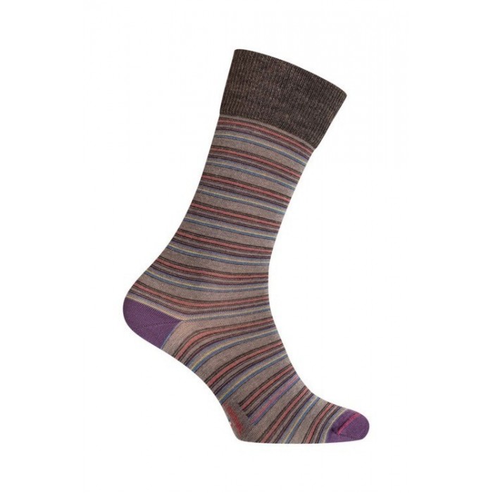  MI-CHAUSSETTES Rayures colorées laine - Sans couture - Gris - LABONAL 38975 3200 