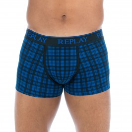  Boxer écossais coton stretch bleu - REPLAY M202205 E01 