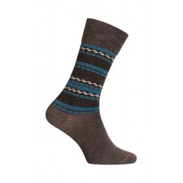  MI-CHAUSSETTES Rayures ethniques laine - Sans couture - Gris moyen - LABONAL 38976 3100 