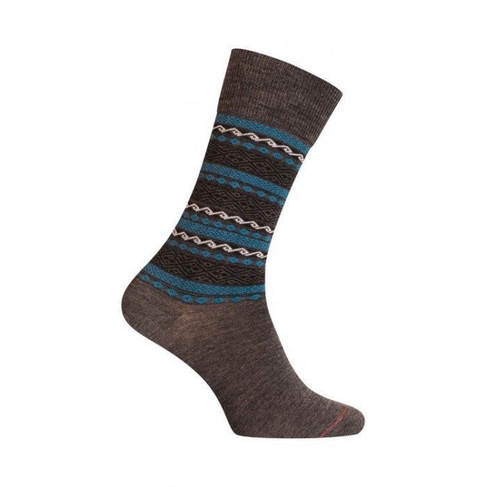  MI-CHAUSSETTES Rayures ethniques laine - Sans couture - Gris moyen - LABONAL 38976 3100 