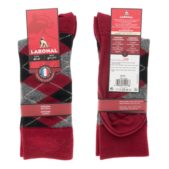  MI-CHAUSSETTES INTARSIA LAINE ANGORA - Sans couture - Rouge - LABONAL 38749 9100 