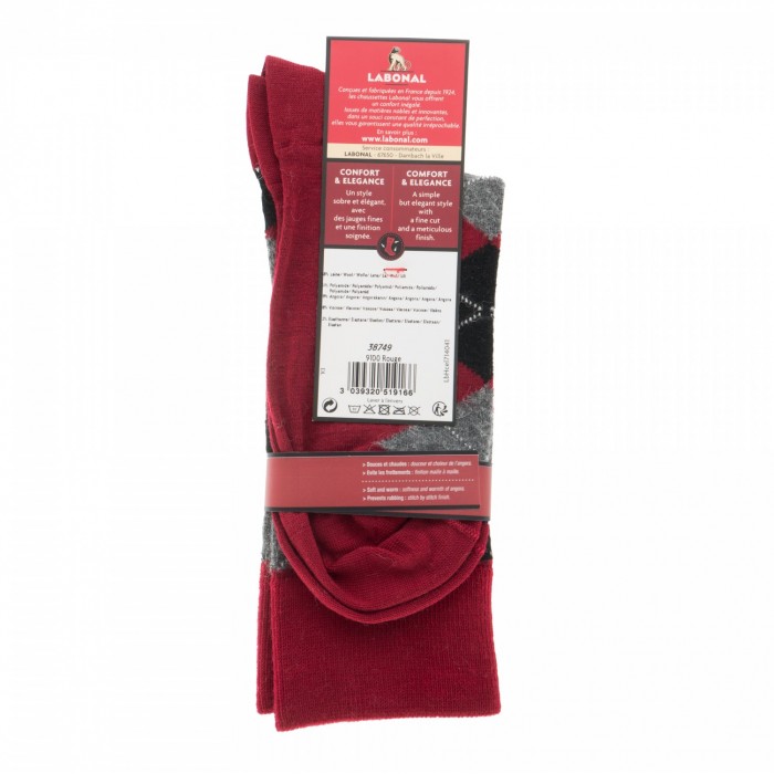  MI-CHAUSSETTES INTARSIA LAINE ANGORA - Sans couture - Rouge - LABONAL 38749 9100 