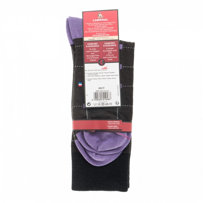  MI-CHAUSSETTES Carrés colorés laine - Sans couture - Noir - LABONAL 38973 5800 