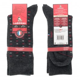  MI-CHAUSSETTES Semis étoiles laine - Sans couture - Gris - LABONAL 38972 3000 