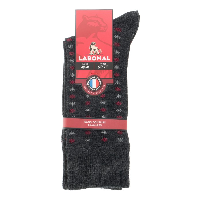  MI-CHAUSSETTES Semis étoiles laine - Sans couture - Gris - LABONAL 38972 3000 