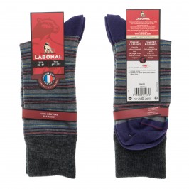  MI-CHAUSSETTES Rayures colorées laine - Sans couture - Gris - LABONAL 38975 3200 