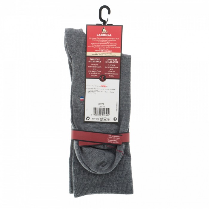  MI-CHAUSSETTES Losange placé laine - Sans couture - Gris - LABONAL 38974 3200 