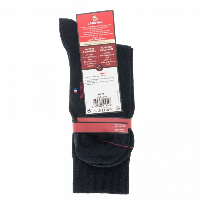  MI-CHAUSSETTES Losange placé laine - Sans couture - Marine - LABONAL 38974 1000 