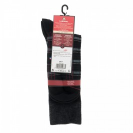  MI-CHAUSSETTES Carreaux laine - Sans couture - Noir - LABONAL 38979 8000 