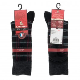  MI-CHAUSSETTES Carreaux laine - Sans couture - Noir - LABONAL 38979 8000 