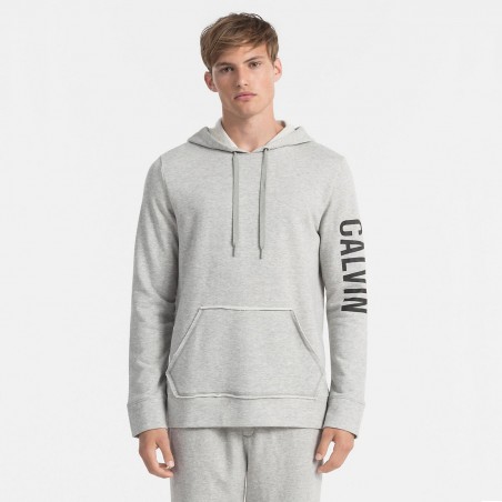 Felpa con cappuccio con logo grigio