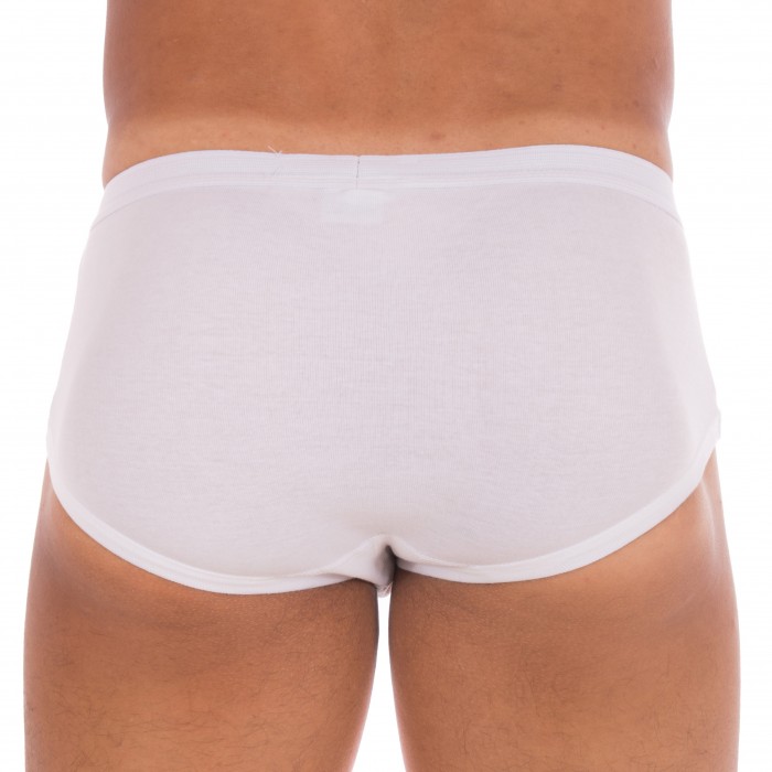 Slip 108 taille haute blanc, ouvert, pur coton hypoallergénique - ref :  0108 0001