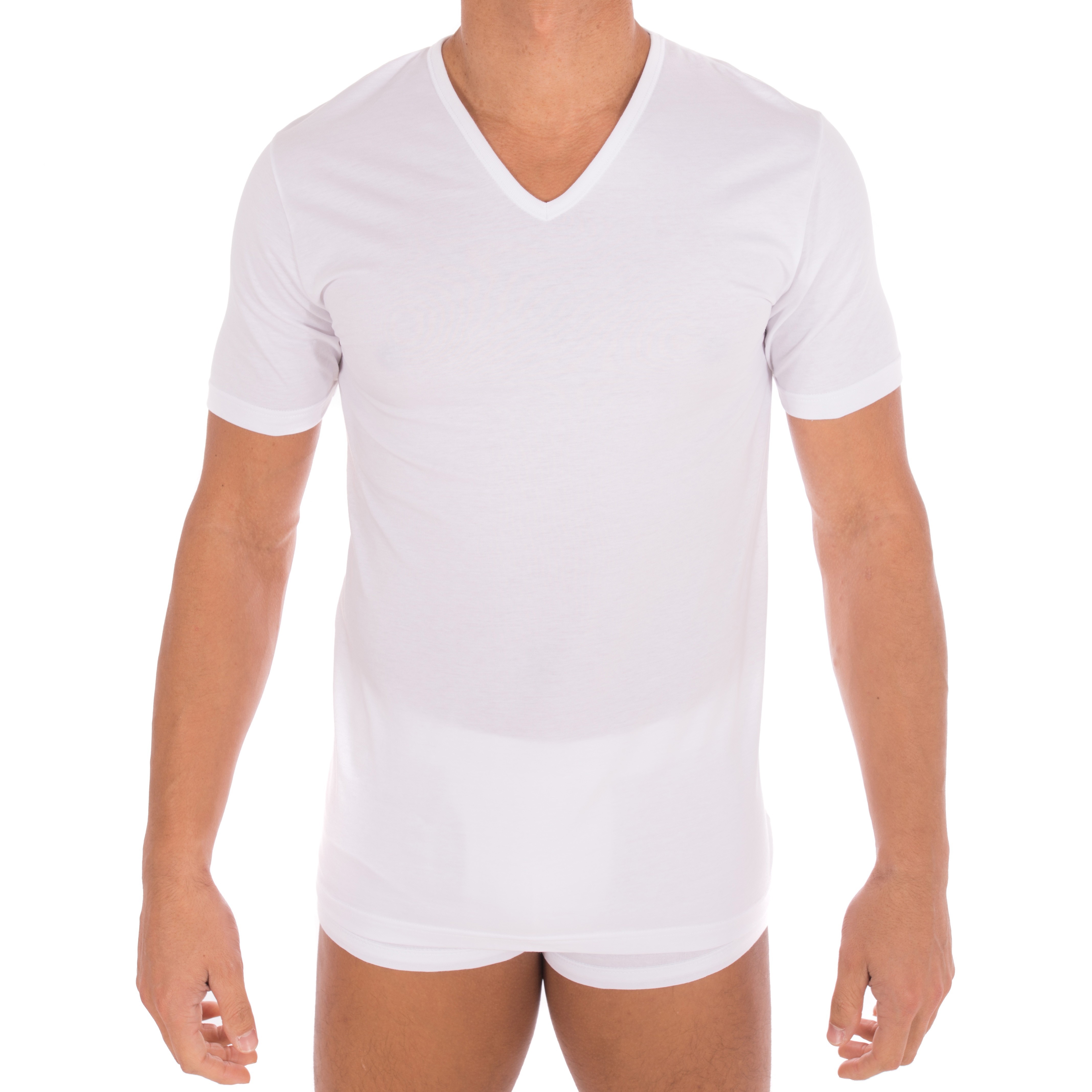 Tee-shirt col V manches longues homme Pur coton Eminence