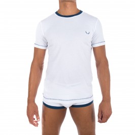  T-shirt blanc, encolure marine - BLUEBUCK TS-WF3 