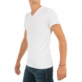  T-shirt col V Classic blanc - HOM 400206 0003  