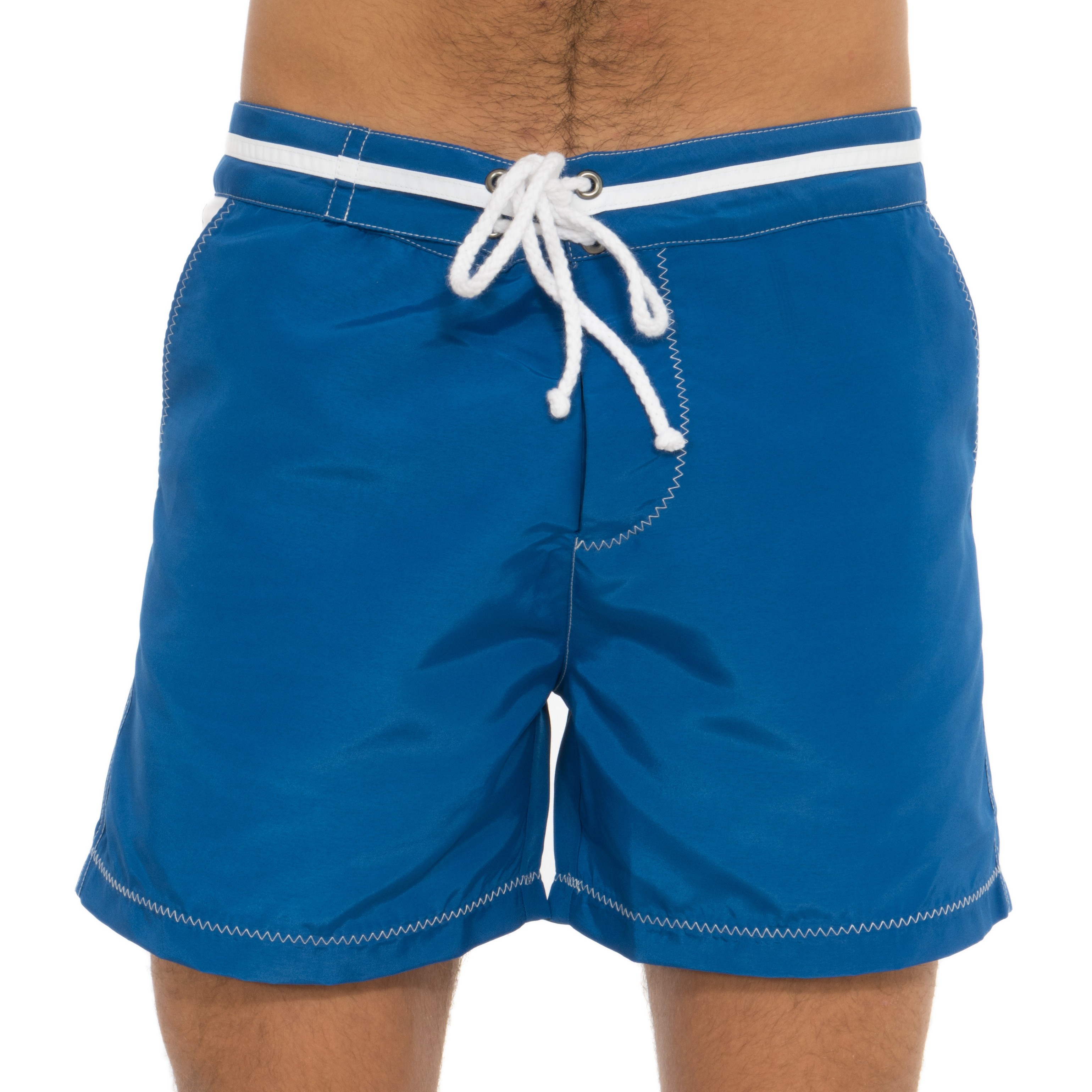 Blue bath shorts - white details: Swim shorts for man brand BLUEBUC...