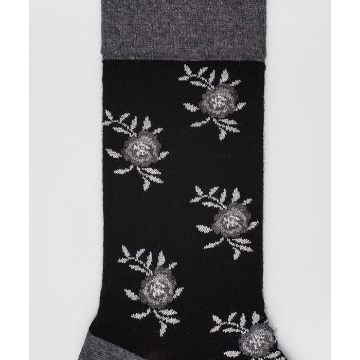  Chaussettes Fleurs Laine Noir - LABONAL 38994 8000 