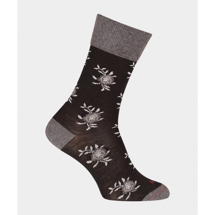  Chaussettes Fleurs Laine Noir - LABONAL 38994 8000 