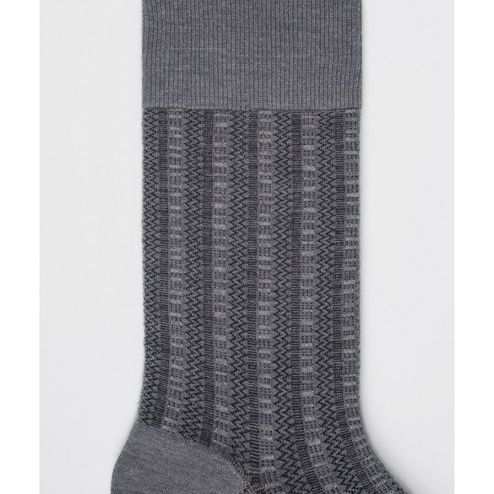  Chaussettes Ajourées all over géométriques Laine Gris - LABONAL 38984 3200 