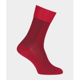  Chaussettes Ajourées bicolores vertical Laine Rouge - LABONAL 38883 9100 