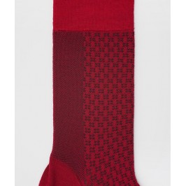  Chaussettes Ajourées bicolores vertical Laine Rouge - LABONAL 38883 9100 