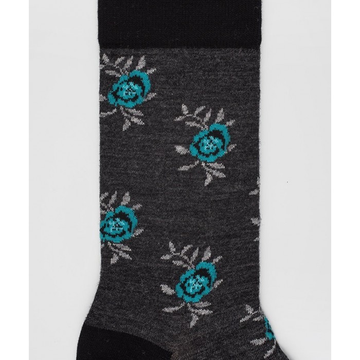  Chaussettes Fleurs Laine Anthracite - LABONAL 38994 3000 