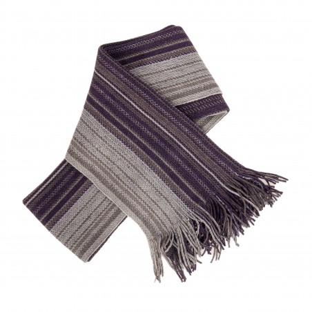 Echarpe laine rayure bicolore - prune