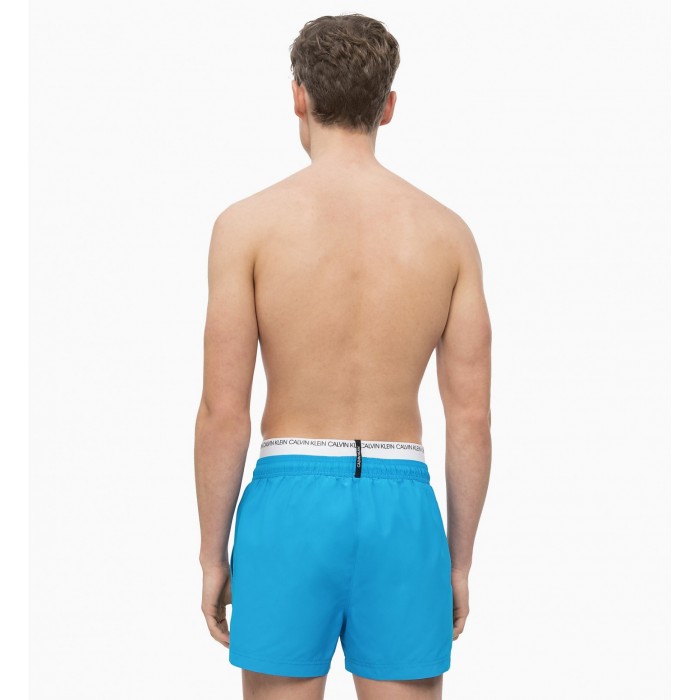  Short de bain court avec double ceinture - Bleu Ibiza - CALVIN KLEIN KM0KM00310-439 