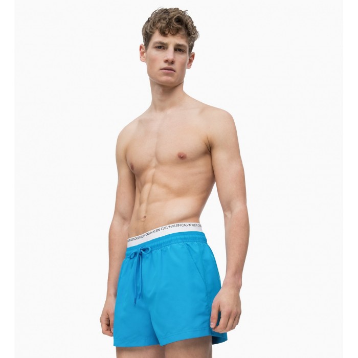  Short de bain court avec double ceinture - Bleu Ibiza - CALVIN KLEIN KM0KM00310-439 