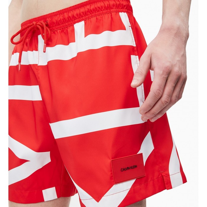  Short de bain Medium Drawstring - Klein abstract flame scarlett - CALVIN KLEIN KM0KM00274-669 