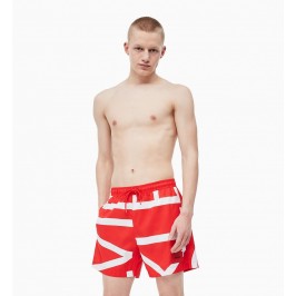  Short de bain Medium Drawstring - Klein abstract flame scarlett - CALVIN KLEIN KM0KM00274-669 