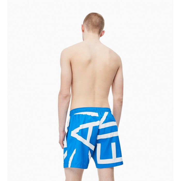  Short de bain Medium Drawstring - Klein abstract imperial bleu - CALVIN KLEIN KM0KM00274-453 