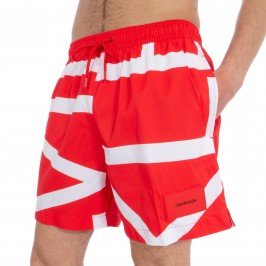  Short de bain Medium Drawstring - Klein abstract flame scarlett - CALVIN KLEIN KM0KM00274-669 