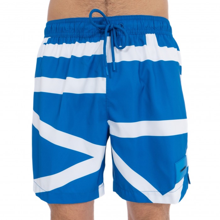  Short de bain Medium Drawstring - Klein abstract imperial bleu - CALVIN KLEIN KM0KM00274-453 