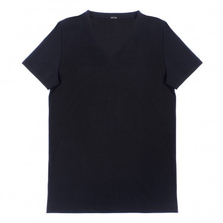 V Camiseta de cuello de algodón supremo - negro