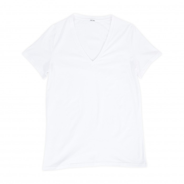 T-shirt col V Supreme Cotton - blanc - HOM 401331-0003