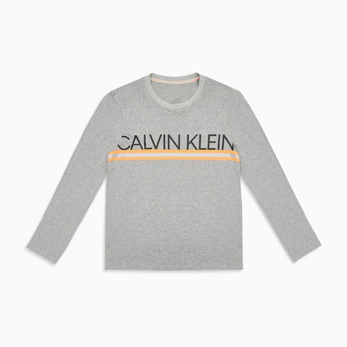 T-shirt  Calvin Klein à manche longue avec logo - gris - CALVIN KLEIN NM1772E-080