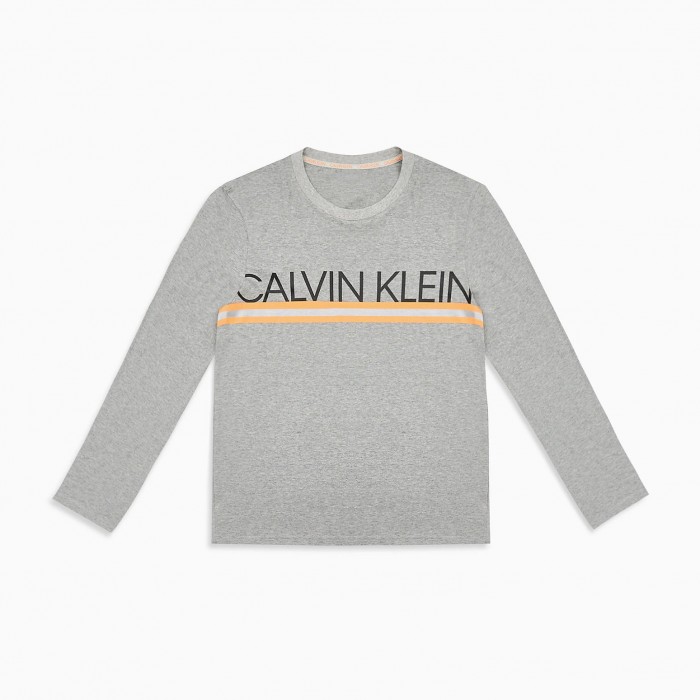 T-shirt  Calvin Klein à manche longue avec logo - gris - CALVIN KLEIN NM1772E-080