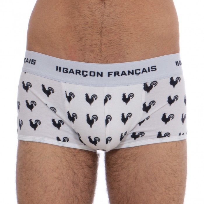  Boxer blanc étoiles - blanc - GARÇON FRANÇAIS SHORTY18-BLANC COQS 