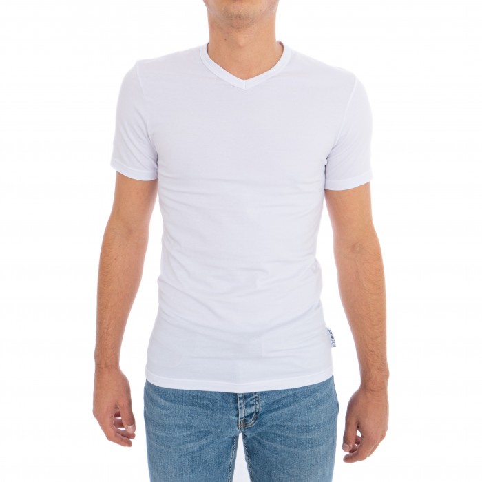  T-Shirt Stretch Cotton - blanc - BIKKEMBERGS B41300T41-1100 