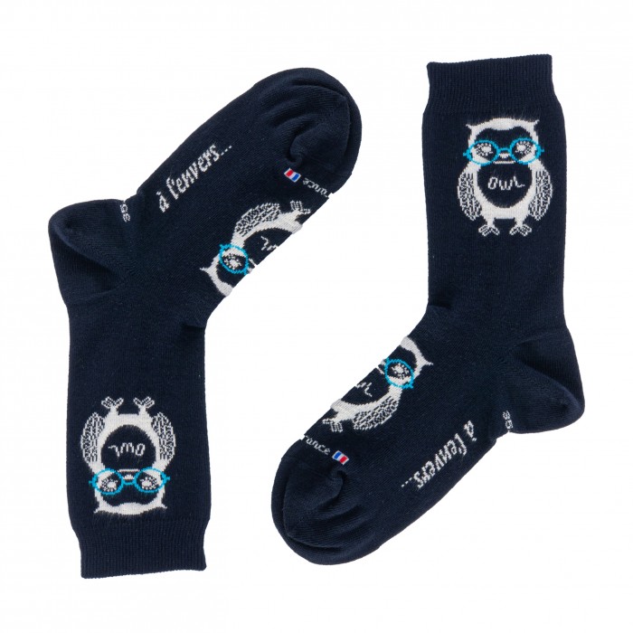  Chaussettes Hibou Marine - DAGOBERT À L’ENVERS DAGO41-MARINE 