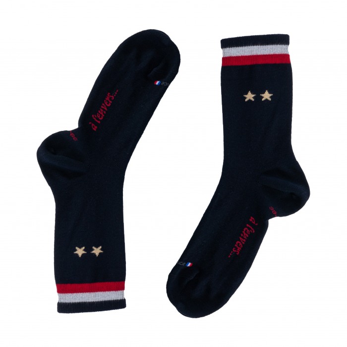  Chaussettes Champion du Monde 2 Etoiles - DAGOBERT À L’ENVERS DCHAMPION-MARINE 