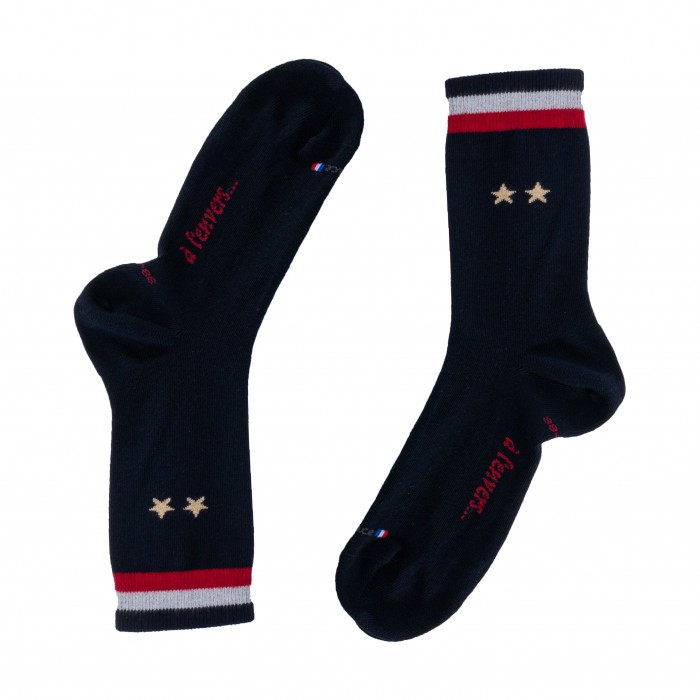  Chaussettes Champion du Monde 2 Etoiles - DAGOBERT À L’ENVERS DCHAMPION-MARINE 