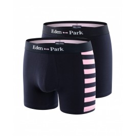  Lot de 2 boxers rayé rose et uni - EDEN PARK E658G19-E83 