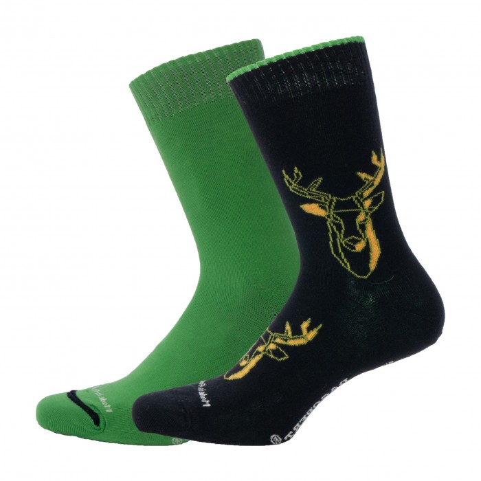  Chaussettes réversibles Cerf Noir Intérieur Vert pomme - DAGOBERT À L’ENVERS DAGG40-NOIR/VERT 