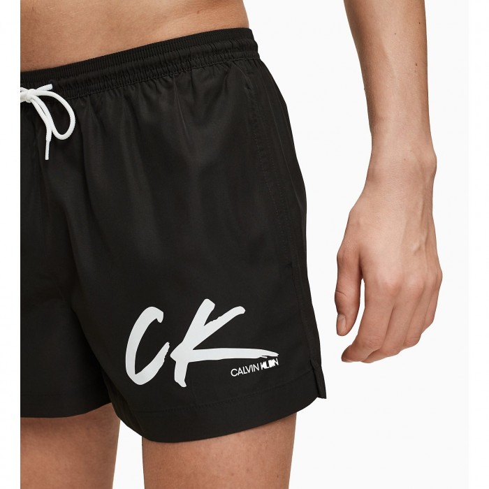  Drawstring - Black Swim Shorts - CALVIN KLEIN KM0KM00442-BEH 