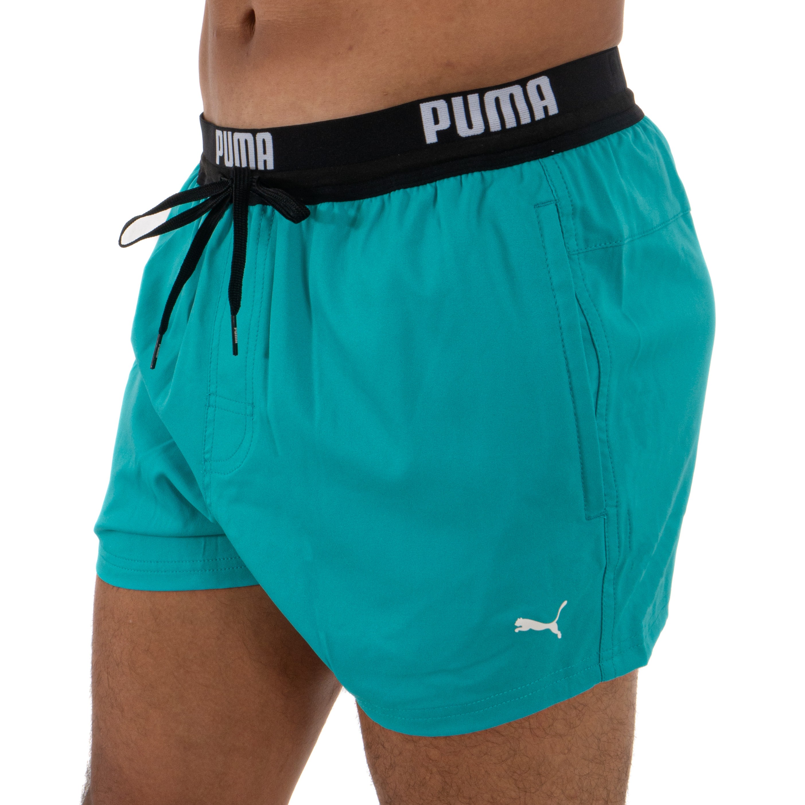 PUMA Logo Short Length Swimming Shorts - aqua: Swim shorts for man ...