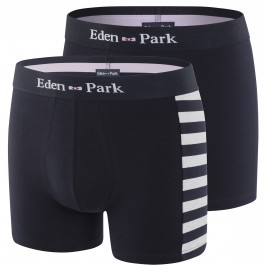  Lot of 2 blue and plain striped boxers - EDEN PARK E658G19-F59 