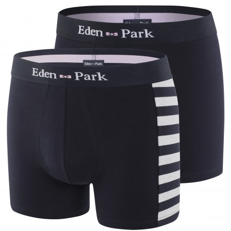 Lot de 2 boxers rayés gris et uni